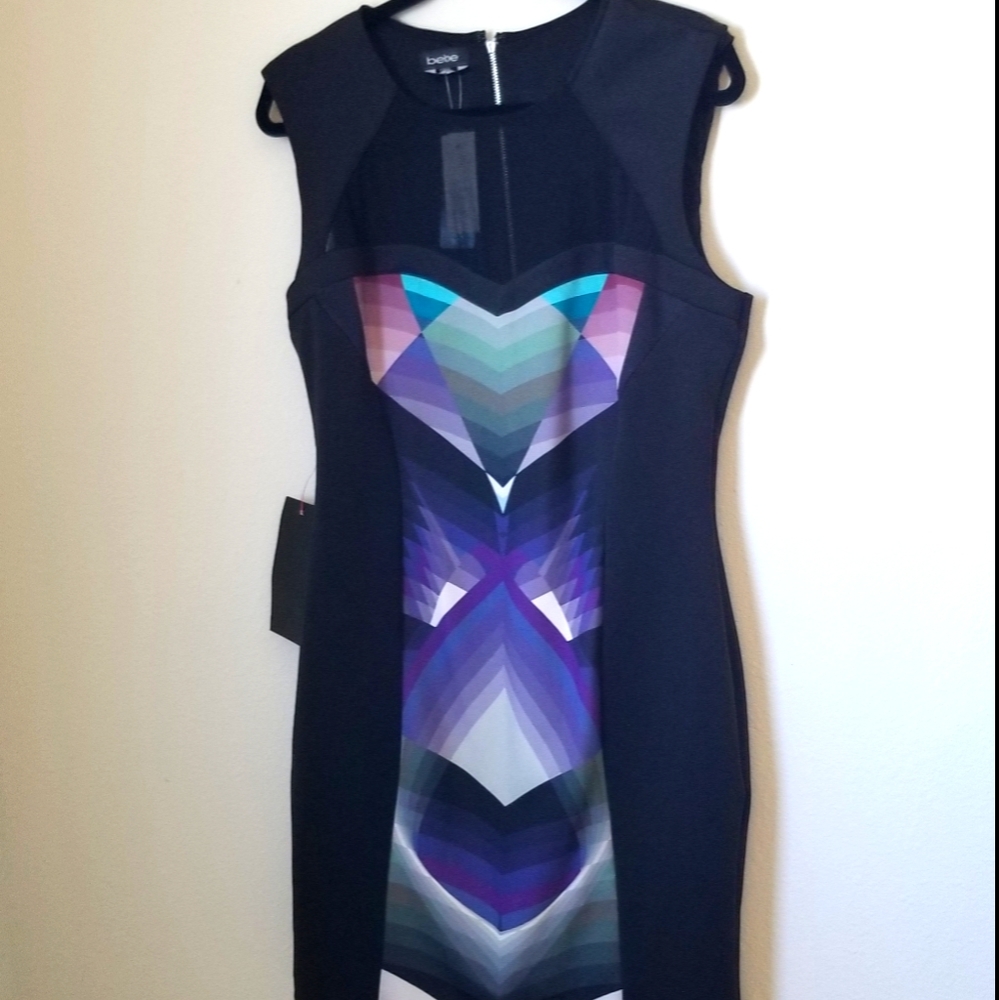 Bebe NWT black dress, multicolored dress
